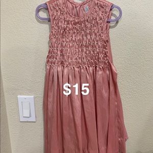 Smocked Girls Rose Gold Dress